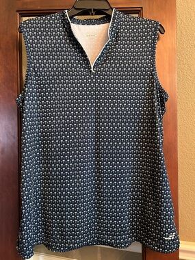 bcg 2-Pc Navy Palm-Print Golf Tank with matching skort. Size Large #186